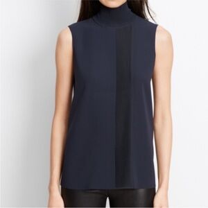 NWT VINCE Laser Cut Sleeveless Top Large dark navy blue